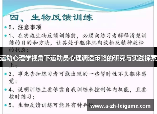 运动心理学视角下运动员心理调适策略的研究与实践探索